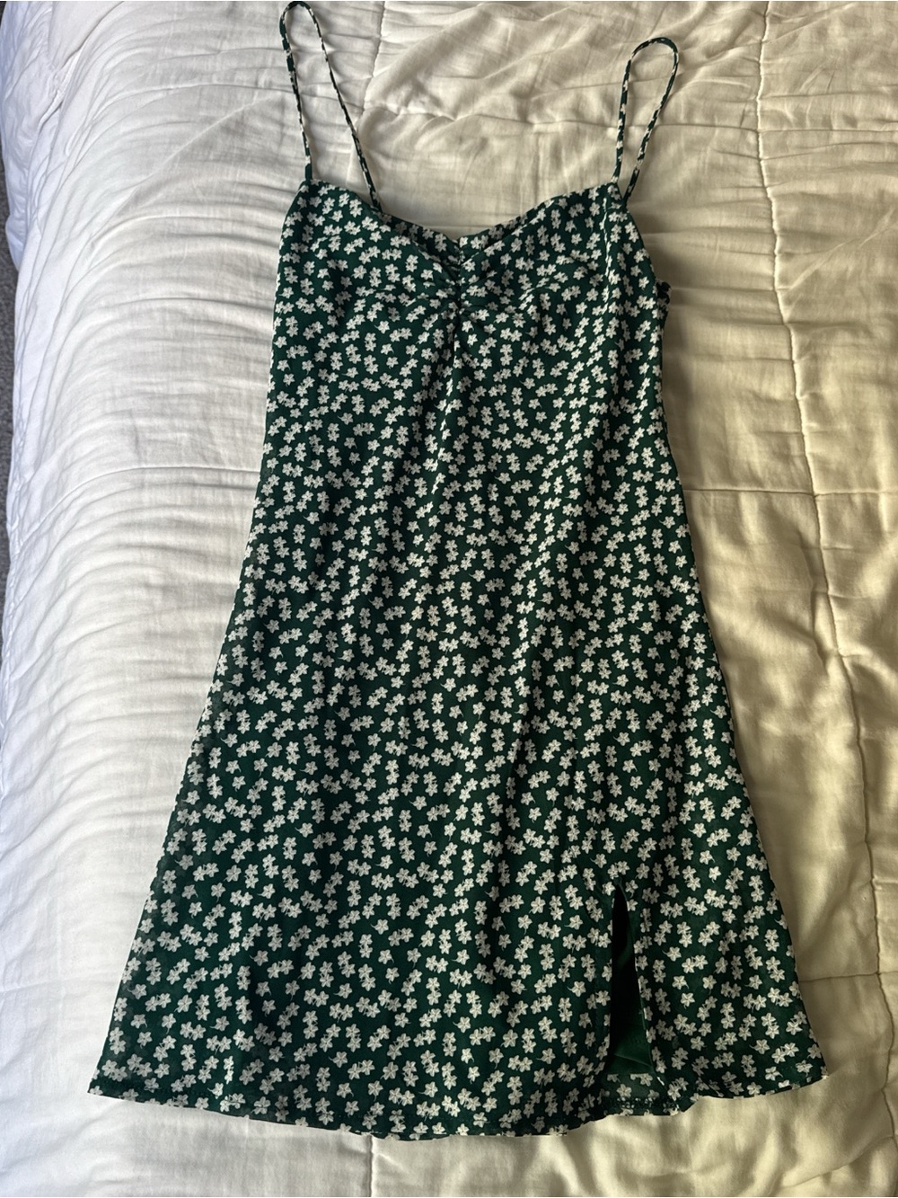 Princess Polly Green Floral Slip Dress with Side Slit - Picture 2 of 3